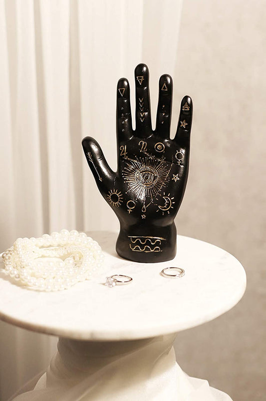Ebros Psychic Fortune Teller Chirology Palmistry Hand Palm Figurine (Black) - Ebros Gift
