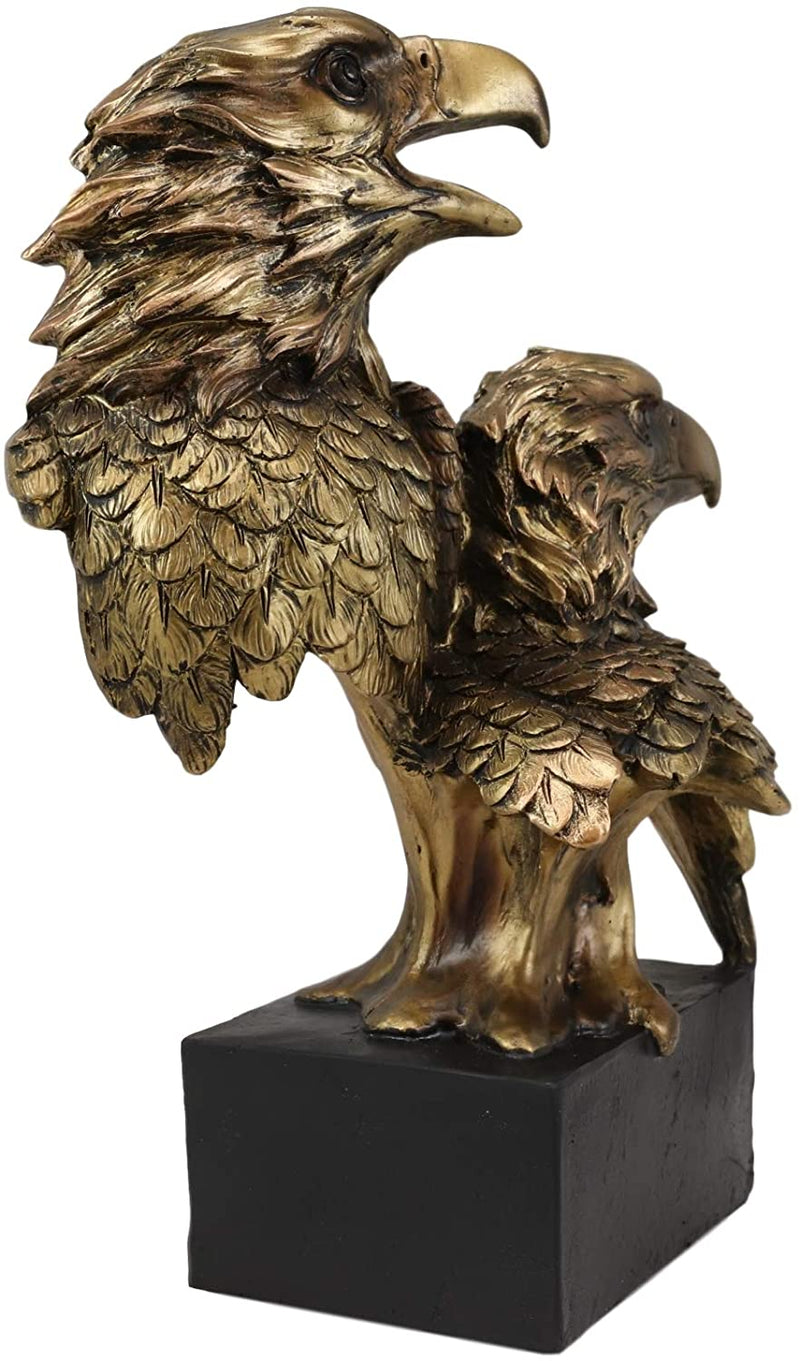 Ebros Gift 9" Tall Bald Eagle and Eaglet Head Bust Figurine with Black Pedestal