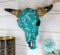 Ebros 11.5" W Turquoise Mosaic Steer Bison Bull Head W/ Horns Wall Mount Decor - Ebros Gift