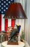 Patriotic Bald Eagle With American Flag Memorial Table Lamp Figurine 19" Tall