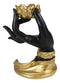 Golden Fire Buddha Meditating By Black Mudra Hand Lotus Votive Candle Holder