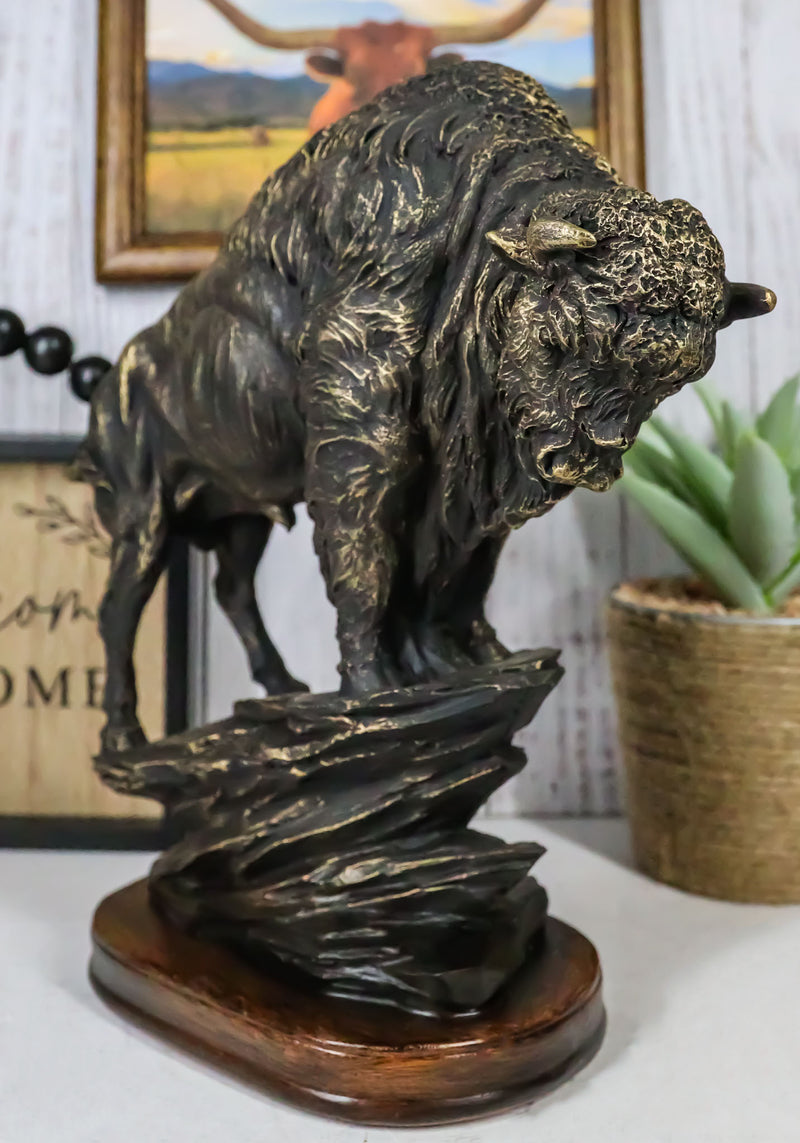 North American Indian Plains Bison Buffalo Climbing Rock Cliff Slope Figurine