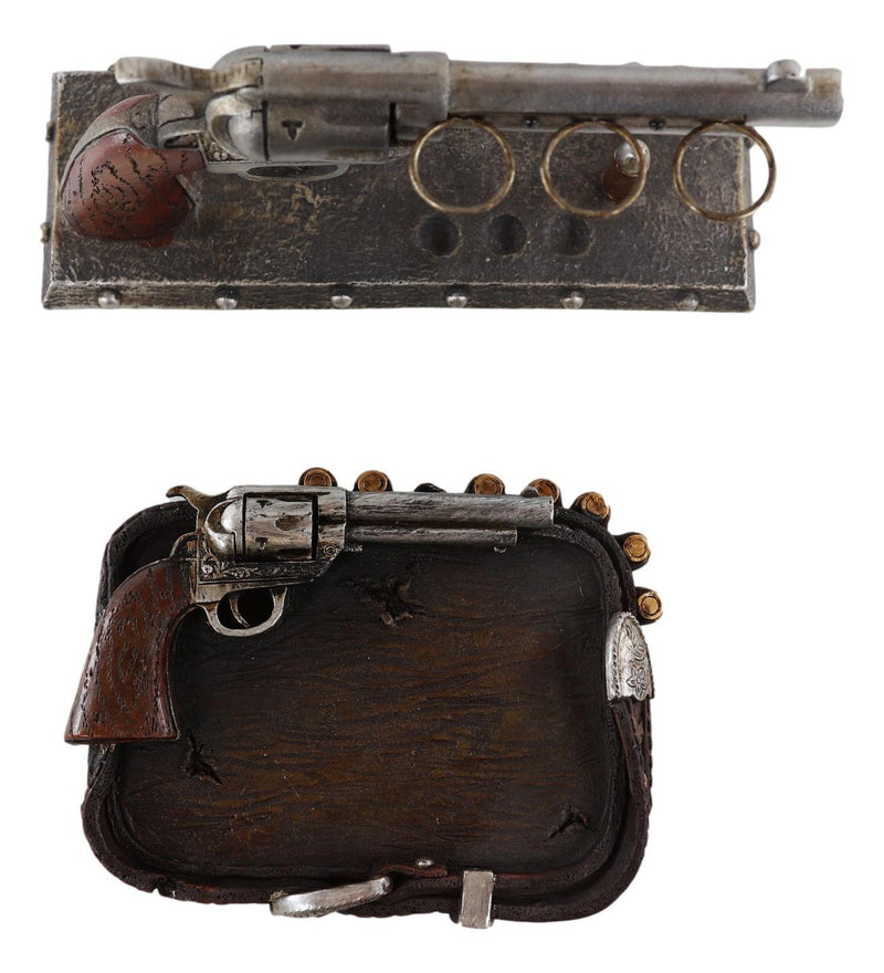 Rustic Western Cowboy Revolver Guns Belt Buckle Soap Dish And Toothbrush Holder