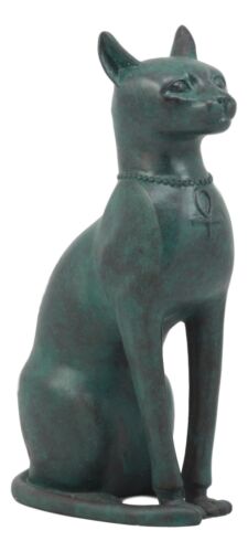 Ebros Ancient Egyptian Sitting Cat Bastet Statue in Aged Bronze Patina Resin Finish 8.5" Tall