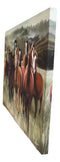 Rustic Western Running Horses Herd Wood Framed Canvas Print 31" X 21" Wall Art