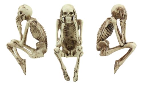 See No Evil Hear No Evil Speak No Evil Skeletons Shelf Sitter 3.75" Figurine