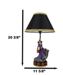 Day of The Dead La Calavera Catrina Sugar Skull Standing On Red Roses Table Lamp