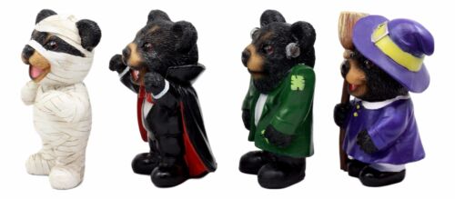 Halloween Frankenstein Witch Mummy Vampire Terror Bears Figurine Set of 4
