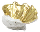 Ebros 10" L Golden Nautical Giant Clam Shell Jewelry Dish Bowl Holder Statue