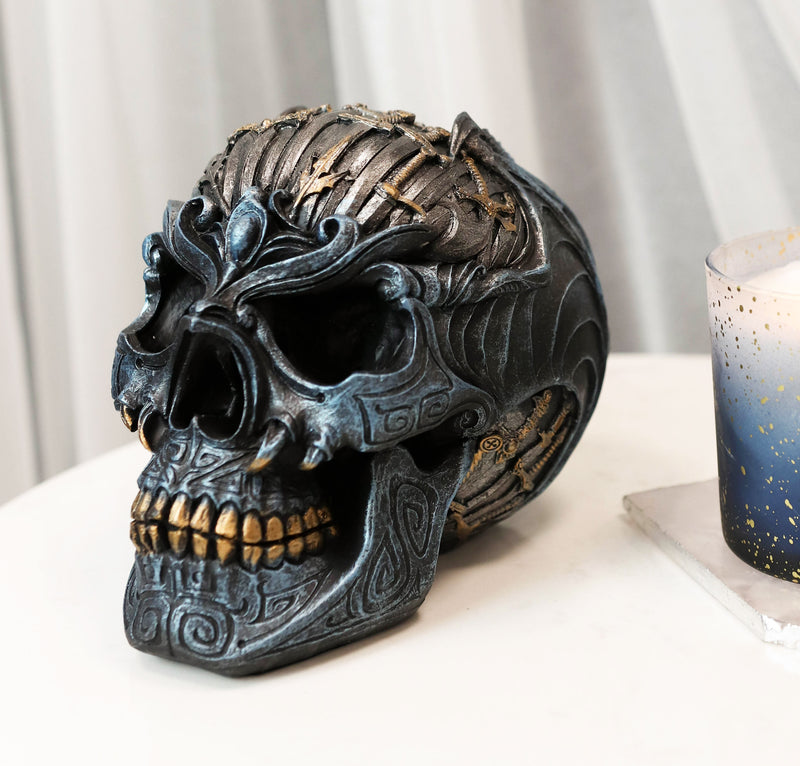 Predator Bat Cranium Skull With Valyrian Steel Blade Swords Decorative Figurine
