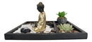 Meditating Buddha Zen Garden Kit With Lotus Candle Holders Sand Rake Succulents
