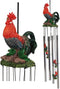 Rustic Country Farm Red Breasted Rooster Chicken Wind Chime Patio Garden Decor