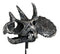 Jurassic '3 Horns' Triceratops Dinosaur Fossil Skeleton Statue With Stand 9"L
