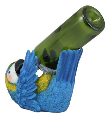 Rio Rainforest Jungle Blue Scarlet Macaw Parrot Wine Bottle Holder Figurine