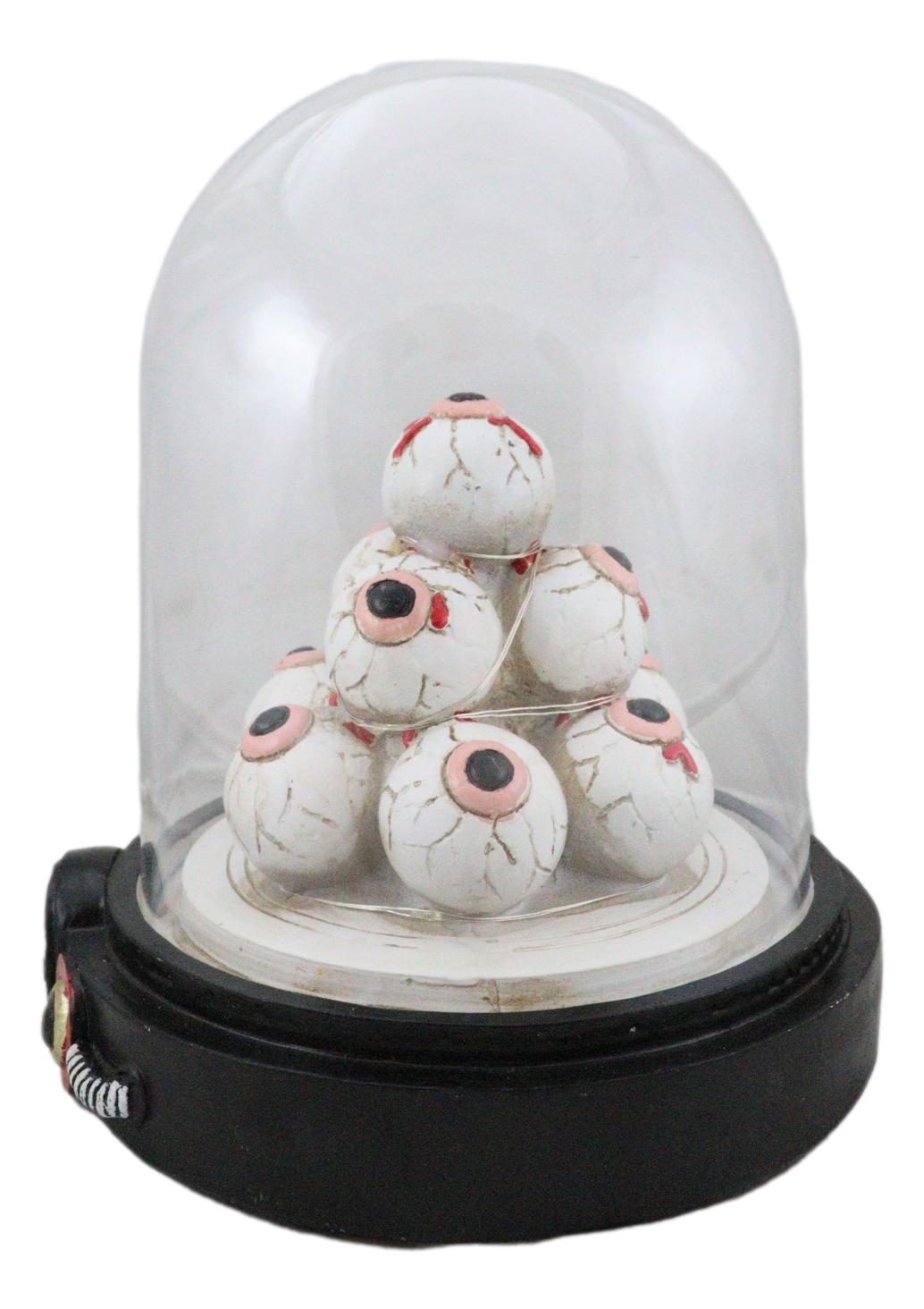 Occult Wicca Witchcraft Eyeballs Mound of Eyes In LED Light Cloche Glass Dome
