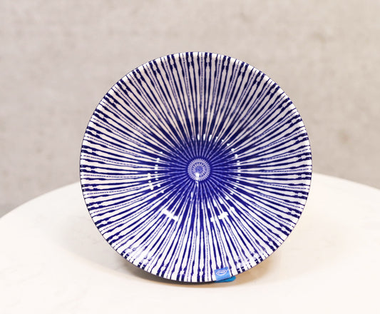 Pack Of 6 Artistic Blue Stripes 'Focus' Cereal Soup Pasta Ceramic Bowls 20oz - Ebros Gift
