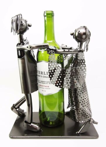 Tango Dancing Lover Couple Hand Made Metal Wine Bottle Holder Caddy Decor