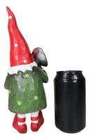 Whimsical Green Thumb Gnome Planting Toadstool Mushroom with Shovel Figurine