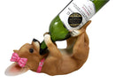 Ebros Female Pink Ribbon Tea Cup Chihuahua Wine Holder Bottle Caddy Figurine 10.25" Long