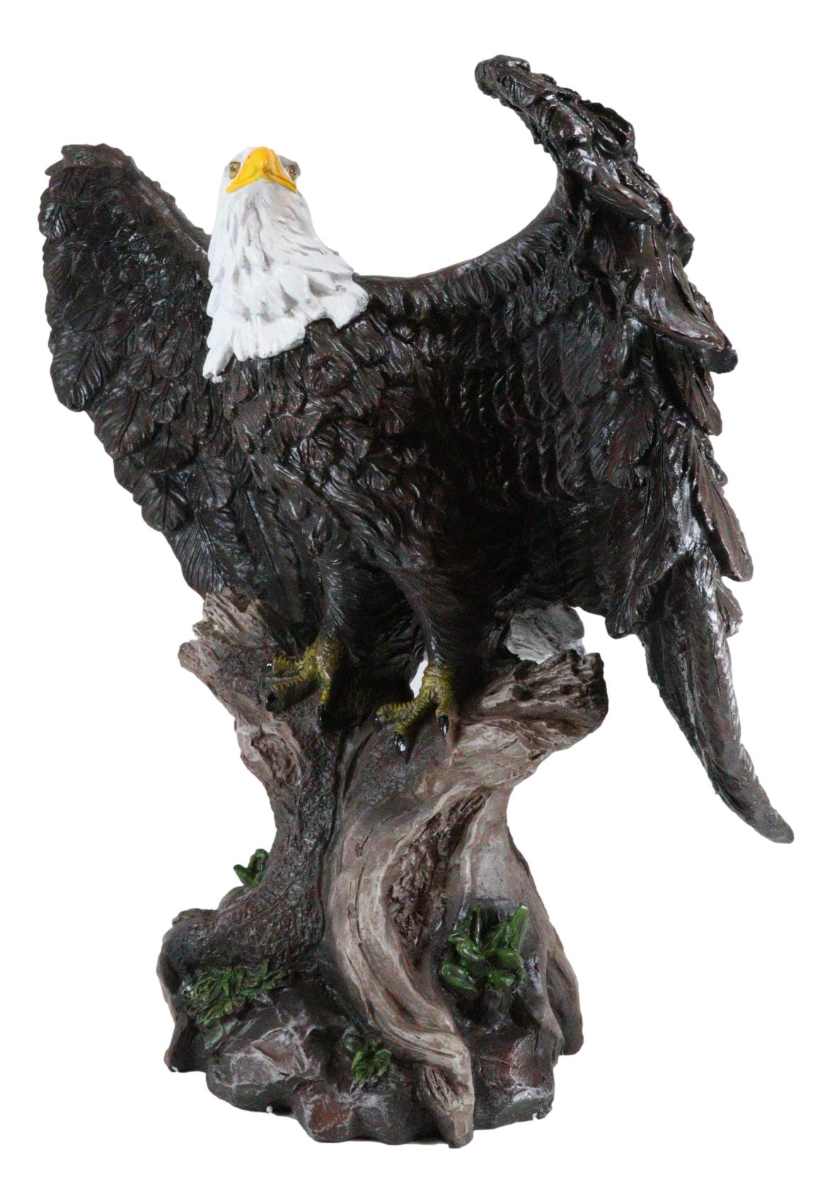 Large 18"H Wings Of Glory Perching Grand Bald Eagle Statue Home Garden Figurine