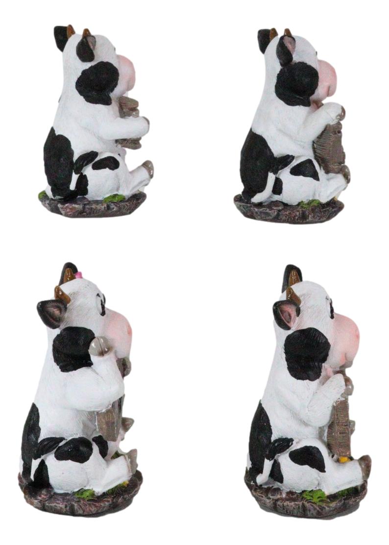 Ebros Farm Bovine Cow Sisters Figurine Set of Three 3.75"H Holding Funny Signs
