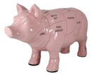 Large Ceramic Rustic Country Farmhouse Pink Pig Pork Butcher Chart Figurine
