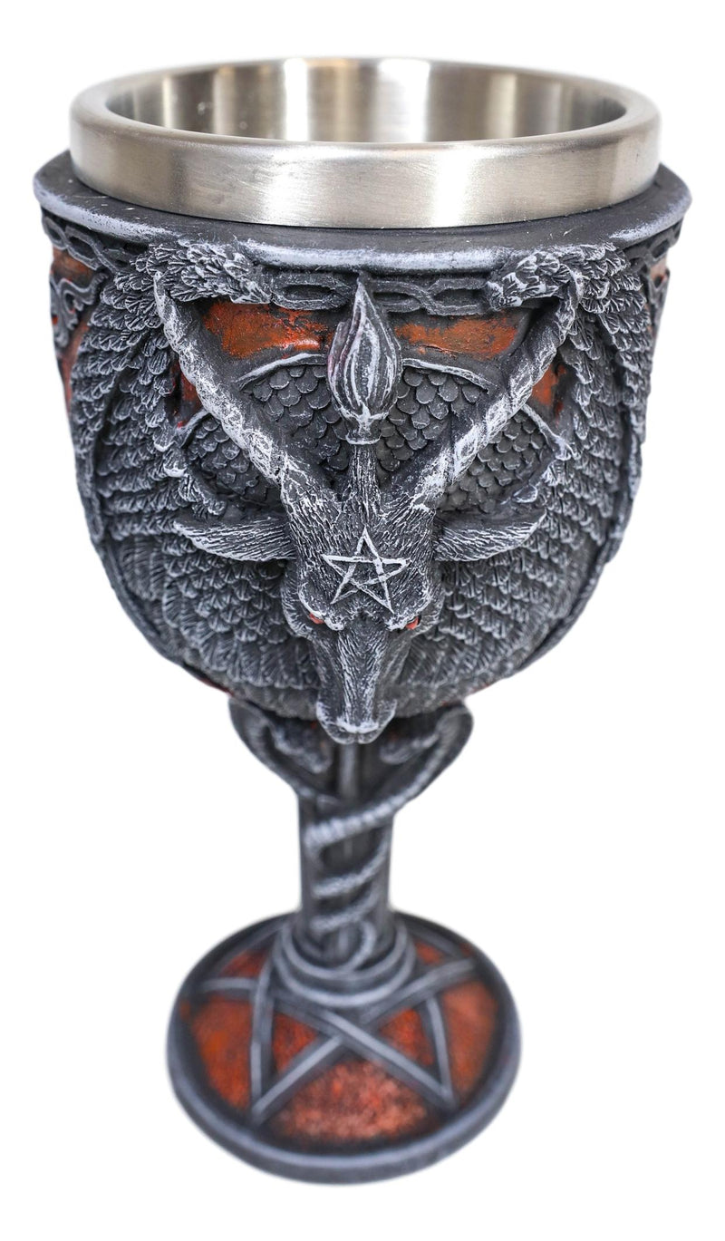 Pentagram Sabbatic Goat Baphomet Red Wine Goblet Chalice Decor