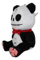 Ebros Furry Bones Skeleton Pandie Panda with Red Bow Tie Plush Toy Doll 6" Tall