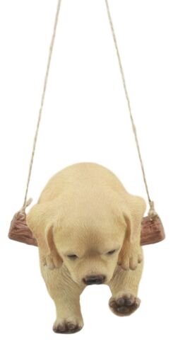 Lifelike Yellow Labrador Puppy Macrame Branch Hanger 5"Tall With Jute Strings