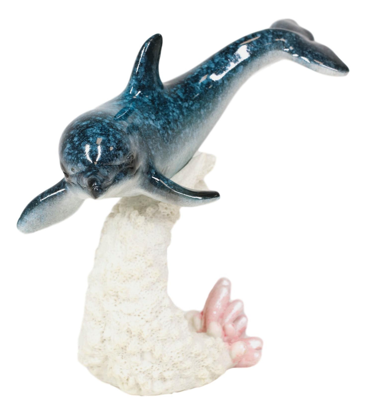 Ebros Ocean Marine Sea Life Bottlenose Dolphin Swimming Over Coral Reef Figurine - Ebros Gift