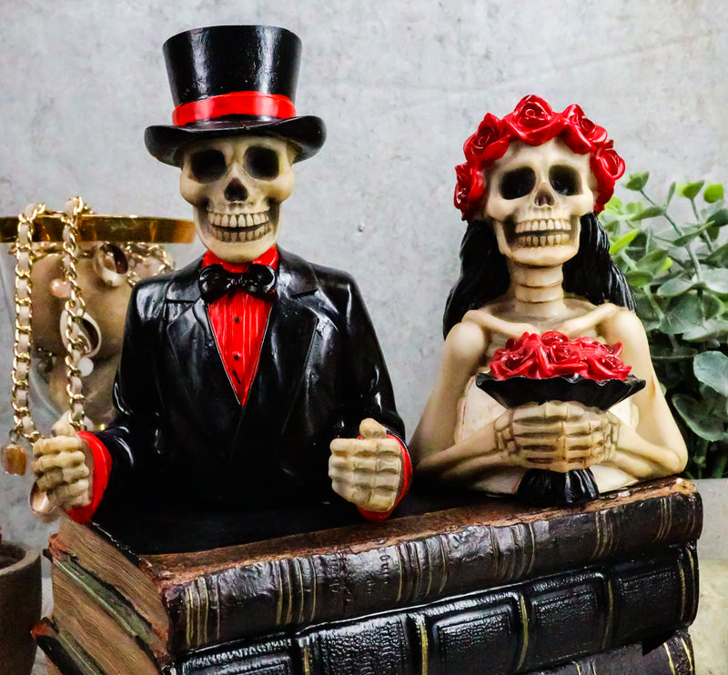 Ebros Wedding Bride And Groom Skeleton Couple Figurine 2 Piece Set 5.25"Tall