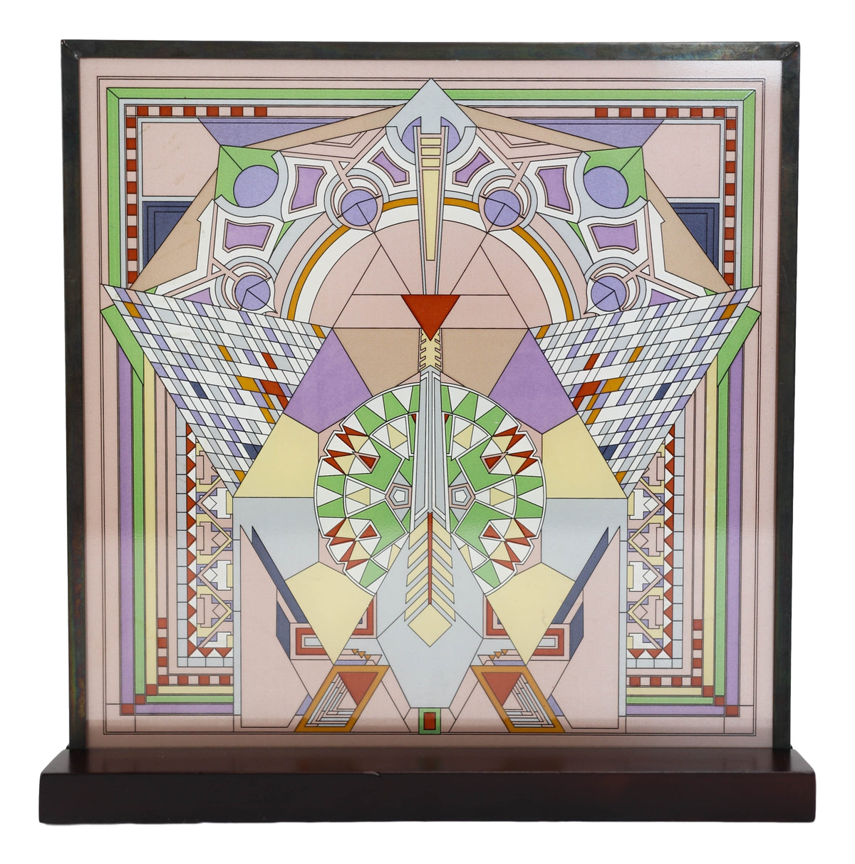 Frank Lloyd Wright Imperial Hotel Peacock Rug Stained Glass Wall Desktop Plaque