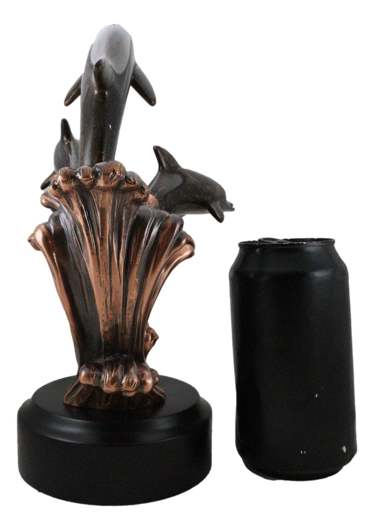 Bronze Electroplated Three Bottlenose Dolphins Riding Over Ocean Waves Statue