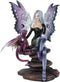 Ebros Large Purple Midnight Butterfly Winged Fairy With Wyvern Dragon Figurine