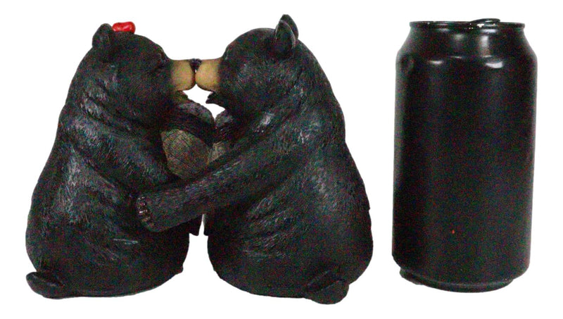 Ebros Love is in The Air Black Bear Couple Kissing and Holding Hands 2 Piece 5"H