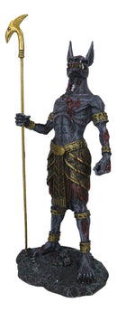 Egyptian Underworld Zombie Jackal God Anubis with Ankh Staff Spear Figurine