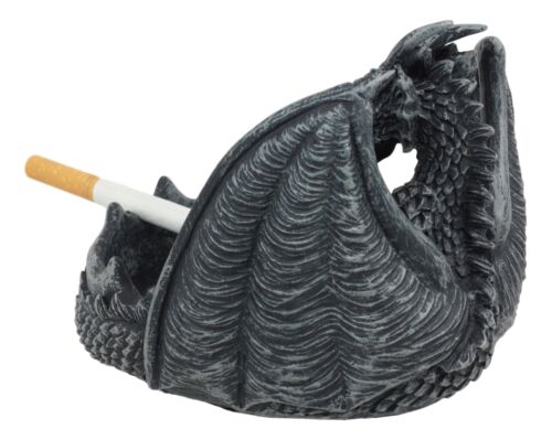 Ebros Mythical Guardian Dragon With Celtic Knotwork Round Cigarette Ashtray Statue 5.5" Wide Faux Stone Resin Legend Of The Swords Dragon Sculpture