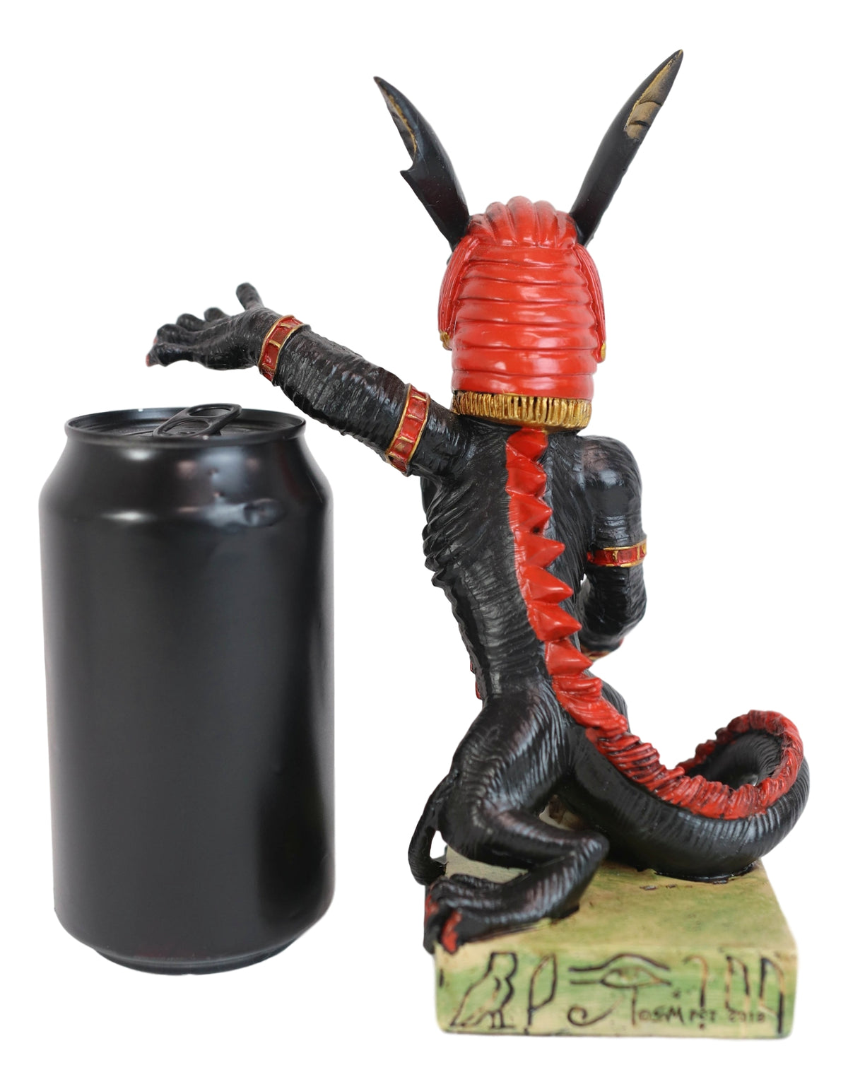 Egyptian God Of War Chaos Desert Seth On Hieroglyphic Base With Skulls Statue