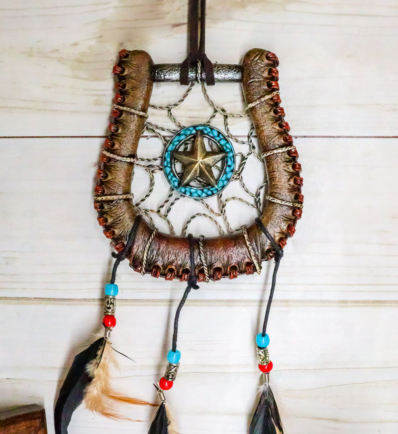 Ebros Western Lone Star Horseshoe Dreamcatcher Wall Hanging Decor 5"Diameter