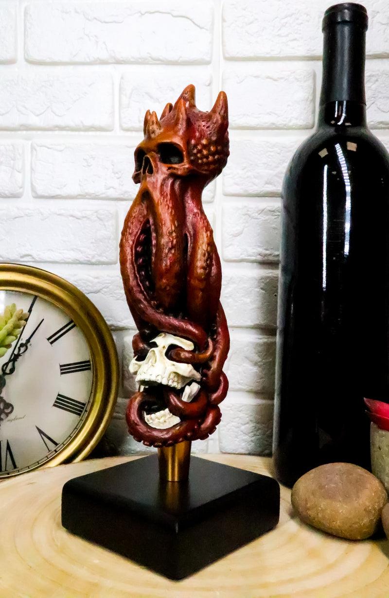 Ebros Red Octopus Demon King Crushing Skull Novelty Beer Tap Handle Figurine With Base