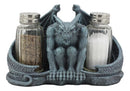 Ebros Gothic Abaddon Crouching Winged Gargoyle Salt And Pepper Shakers Holder Figurine Set 6.5" Long Fantasy Kitchen Decor Statue