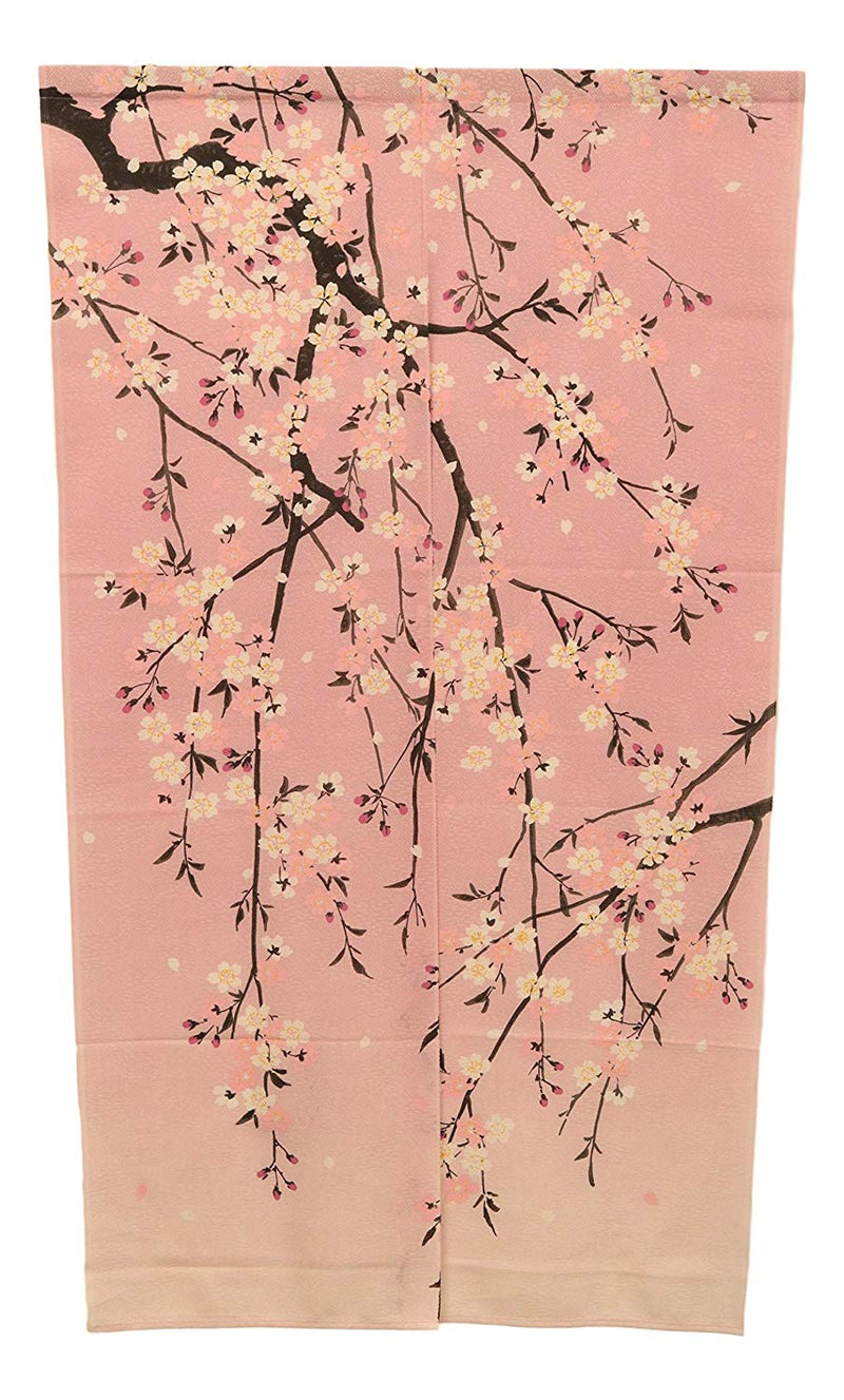 Ebros Gift Made in Japan Japanese Style Uncut Noren Doorway Curtain Tapestry Polyester Standard 59.25" Long 33.5" Wide for Restaurant Or Home Room Divider Decor Curtains (Pink Sakura Cherry Blossoms)