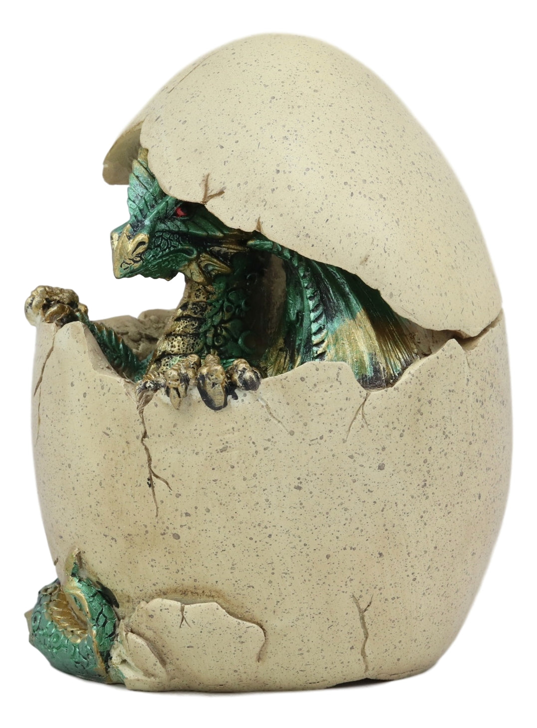 Emerging Green Dragon Egg Hatchling With Colorful LED Night Light Figurine Decor - Ebros Gift