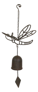 Cast Iron Beautiful Cottage Garden Dragonfly Bell Wind Chime Hanging Mobile