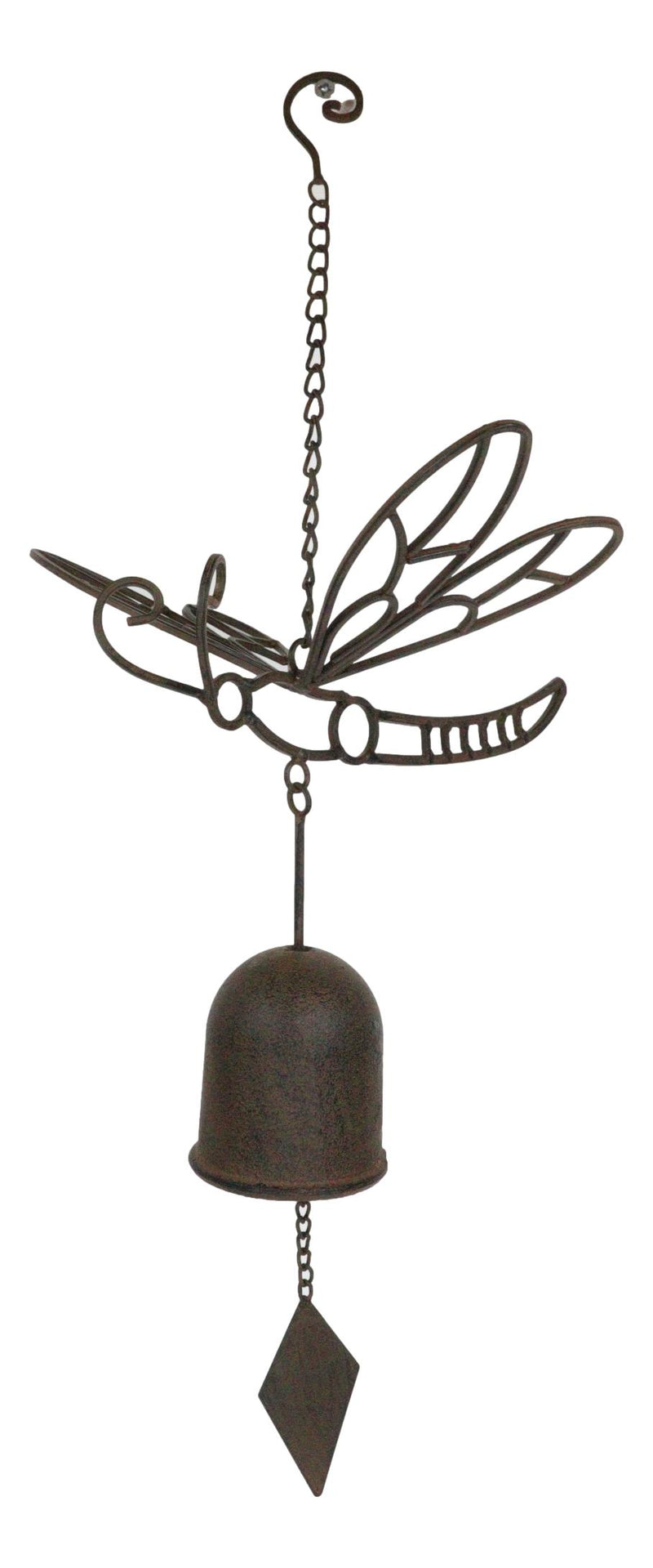 Cast Iron Beautiful Cottage Garden Dragonfly Bell Wind Chime Hanging Mobile