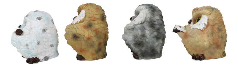 Wise Academic Forest Snowy Owls & Chicks Figurine Set Small Collectibles