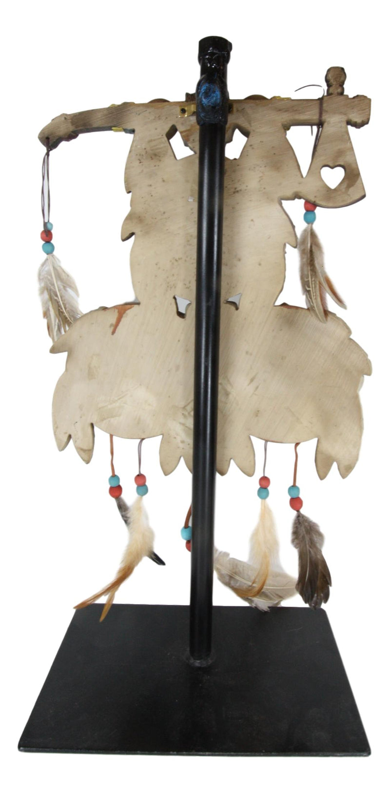 Ebros Triple Wolves Eagle Warpath Axe Dreamcatcher Beaded Lace Feathers Desktop Plaque
