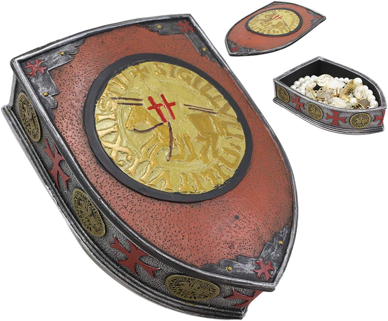 Ebros Medieval Coat of Arms Crusader Shield Crest Decorative Trinket Box 6" Long