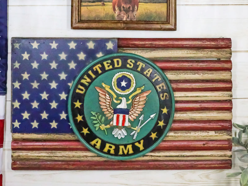 Patriotic American Flag United States Army Eagle Seal Wooden Wall Decor Plaque