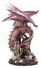 Ebros Large Red Smaug Dragon Mother Protecting Baby Dragonlings Statue Home Decor Resin Fantasy Dragon Family Sculptural 17.25"H